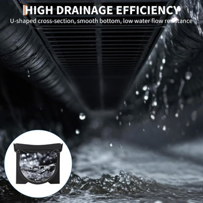 3-Pack Modular Trench Drain System, 39.4" l x 5.9" w x 5.1" h HDPE Channel Drain with Plastic Grate, Heavy-Duty Deep Profile for Driveway, Poolside, Patio, Garden, and Sidewalk