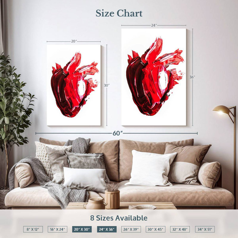 Kelan Abstract Human Heart, 36" H x 24" W