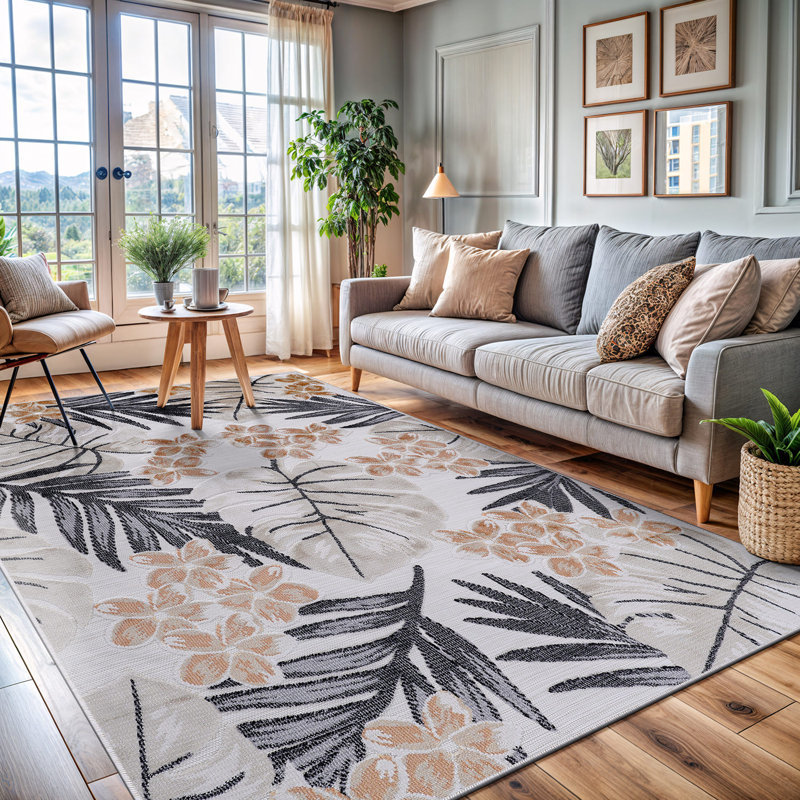 Tapis floral intérieur / extérieur, Rectangle 5 pi 3 po x 7 pi