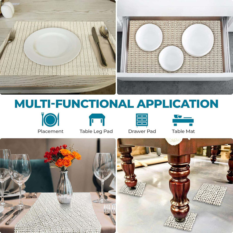 Non-Slip, Non-Skid, Floor Protector, Table Runner, Hardwood And Tile Floors Padding, Washable, Place Mats, Gripper Mat, Slide Stoppers, Rubber Rug Grip, 10' X 14', Cream