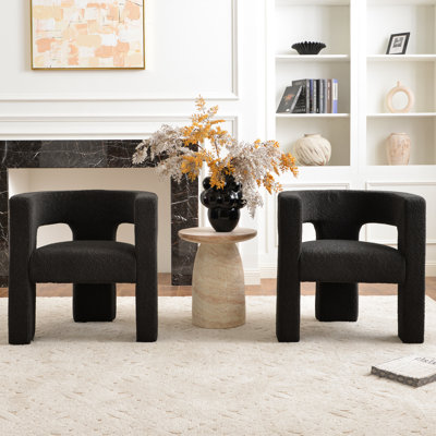 Ensemble de 2 fauteuils modernes rembourrés carrés 28 po.