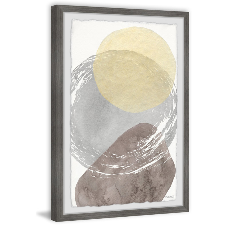 Black Over Cream - Single Picture Frame Painting, 45 cm H x 38 cm W x 3.81cm D