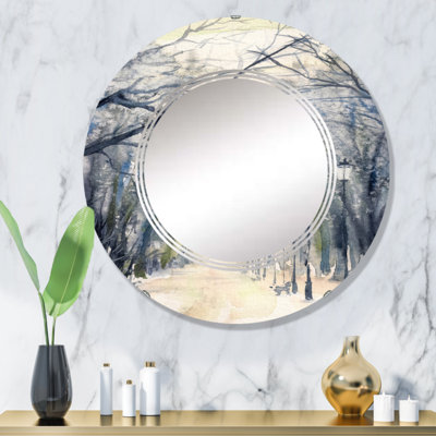 Alley of Trees In The Park - Miroir mural traditionnel rond