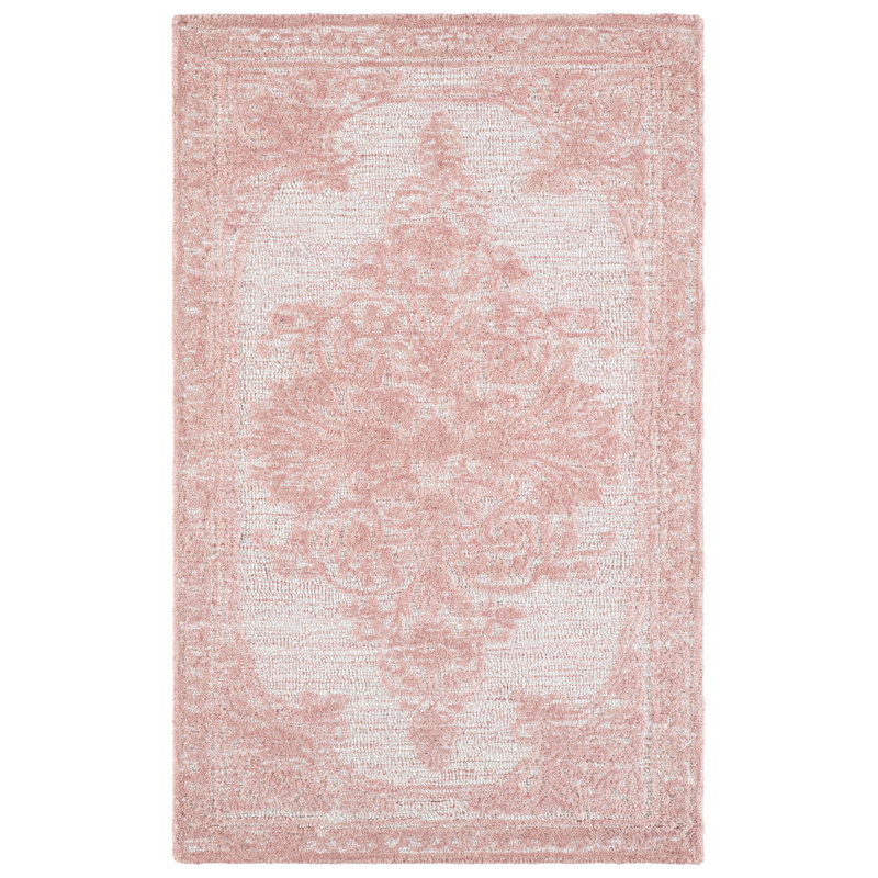 Alexia-Leigh Oriental Hand-Tufted Pink/Ivory Area Rug, Rectangle 3' x 5'