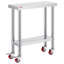 Table de travail 30 po x 12 po x 34 po en acier inoxydable avec 3 tablettes réglables et 4 roulettes-118772109