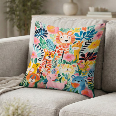 Coussin décoratif à motif animalier coloré pour chambre d'enfant IV - Coussin imprimé d'animaux pour chambre d'enfant