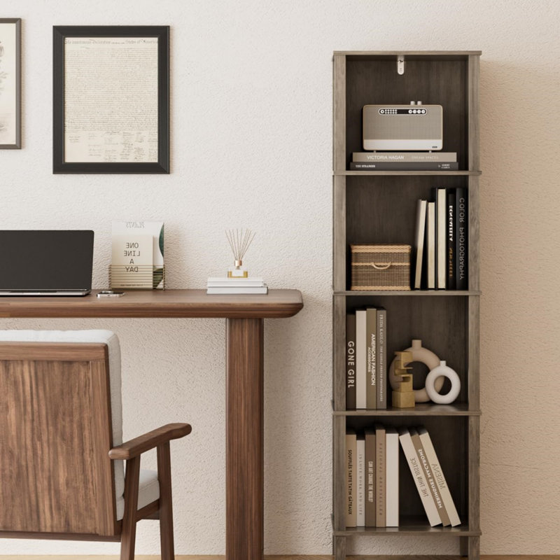 126.5cm H x 36.1cm W Standard Bookcase, Grey