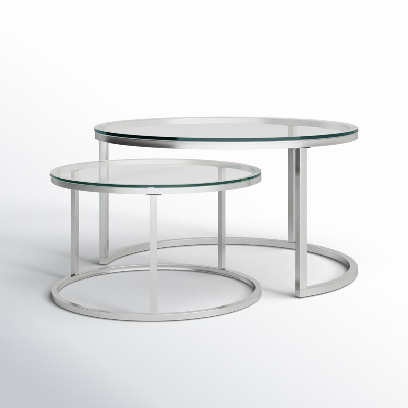 2 tables gigognes Emmitt, Argent