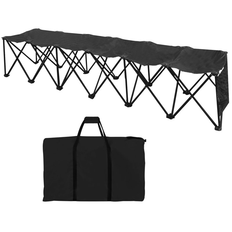 Banc de sport pliable noir portatif 6 places extérieur imperméable avec sac de transport