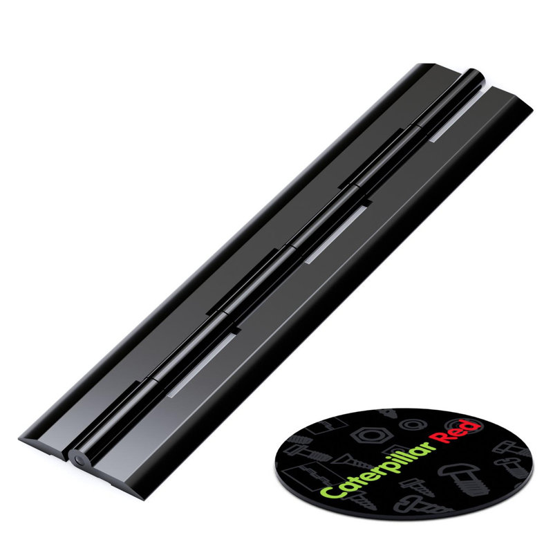 4x Black Acrylic Piano Hinges 200 mm, Self-Adhesive, No Glue Required