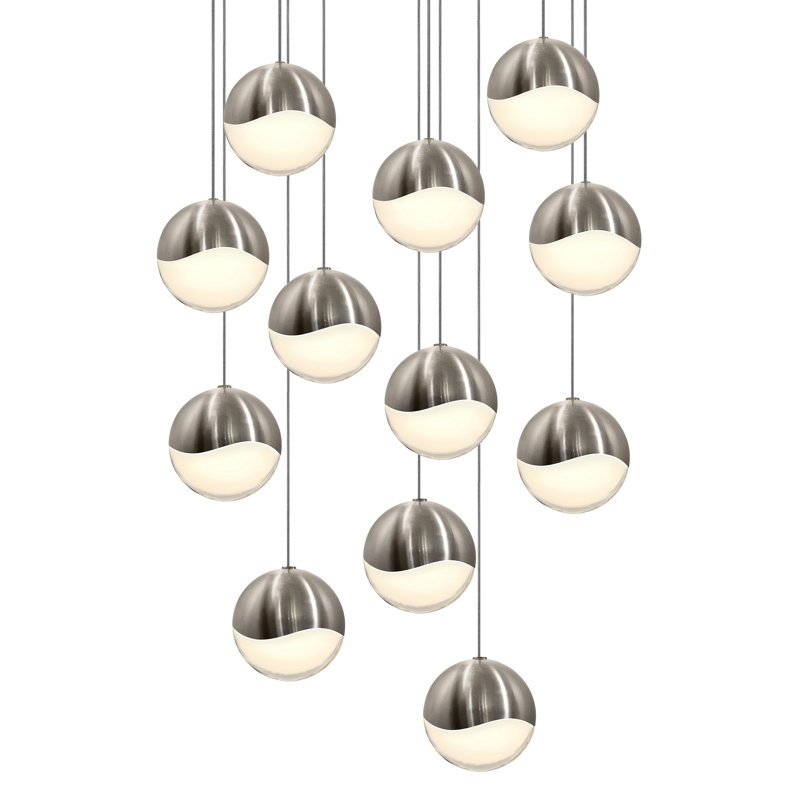Grapes 12 - Light LED Cluster Pendant, 3.75" H x 17" W x 17" D, Satin Nickel