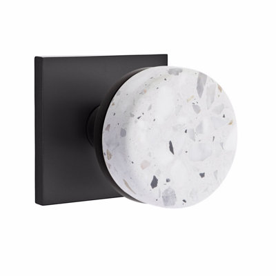 Ensemble de boutons de confidentialité Emtek Select, rosette carrée, tige conique, bouton Terrazzo clair, CF