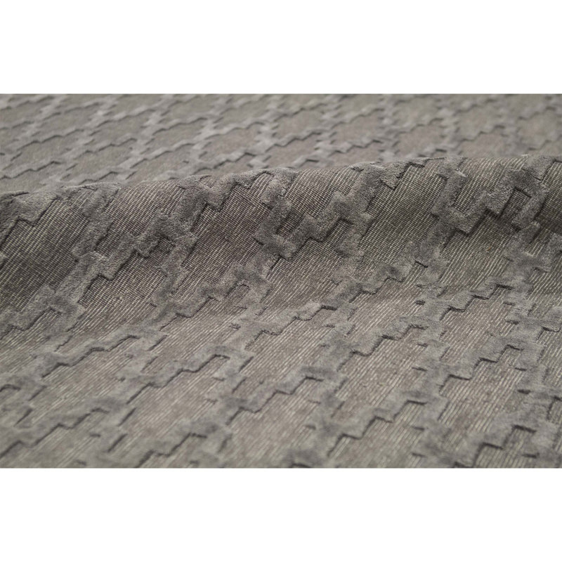 Wool Geometric Area Rug in Gray, Rectangle 5'11" x 9'3"