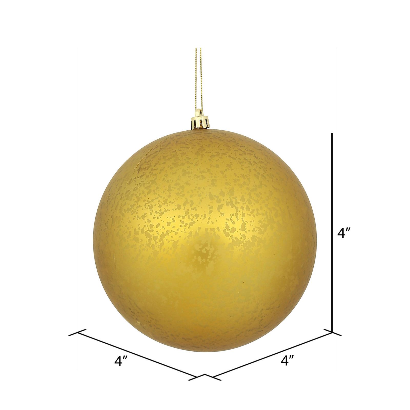 Holiday Décor Ball Ornament, Gold, 4" H x 4" W x 4" D