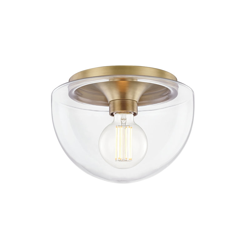Alexi Glass Flush Mount, Aged Brass, 7" H x 10" W x 10" D