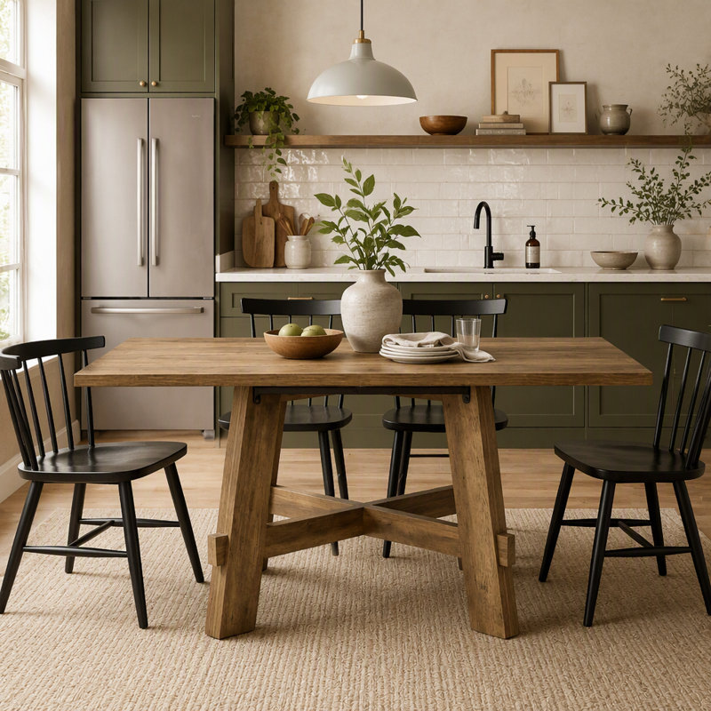 47-Inch Dining Table, Cross Brace Kitchen Table for 4