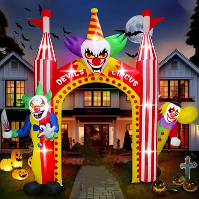 12Ft Inflatable Clown Archway - Giant Clown Entrance With Built-In Lights