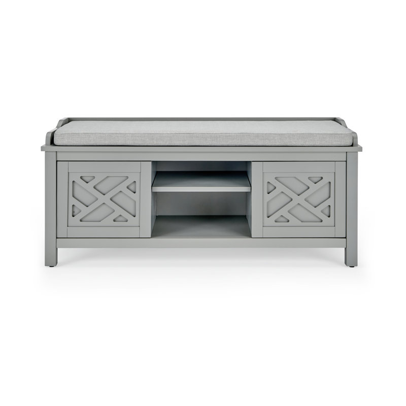 Lund Upholstered Storage Bench, Grey