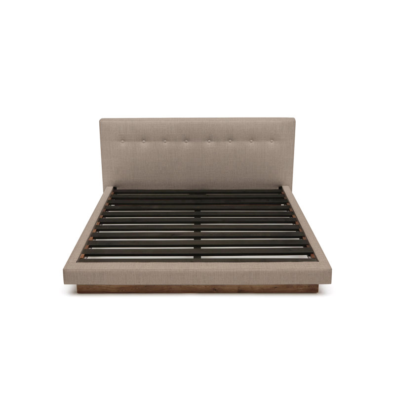 LRG Upholstered Platform Bed, California King, Petrol Linen Blend