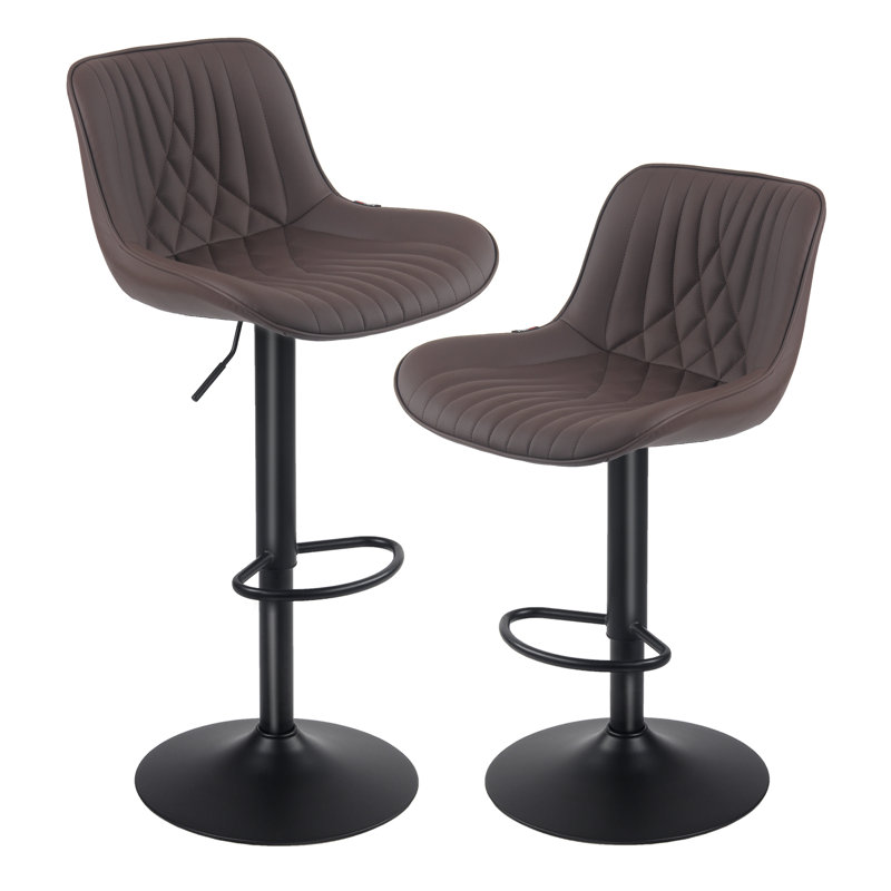 Swivel Bar Stools Modern Faux Leather Upholstered Counter Stools for Kitchen Island, Adjustable Height Stools with Footrest for Home Bar