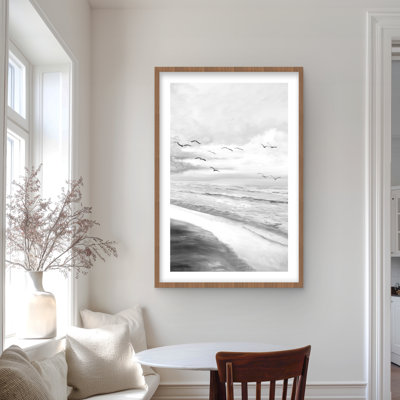 «Mon monochrome Tropical Sunset - Beach Landscape», reproduction encadrée