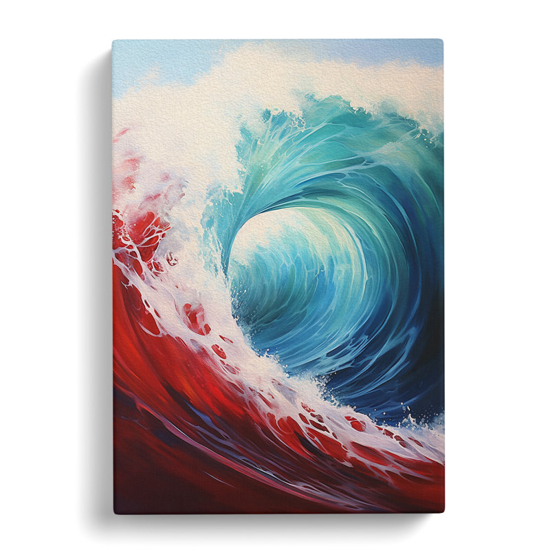 Wave Modern Hard Edge Painting Art No.2 - Wrapped Canvas, 60cm H x 40cm W x 3cm D