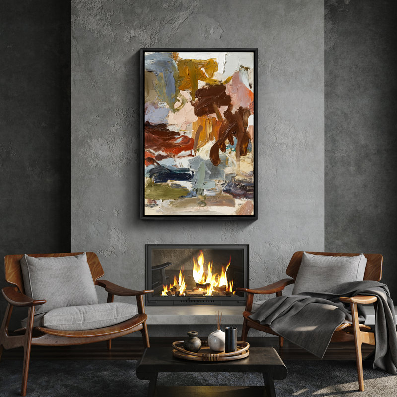 Abstrait expressionniste, palette de couleurs, art moderne, impression encadrée, H 36 po x l 24 po, Noir