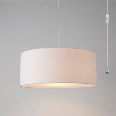 Lampe à rallonge extensible, abat-jour en lin blanc, nickel satiné, pour le salon ou la chambre à coucher