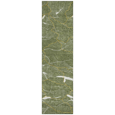 Sahari Olive Washable Indoor-Outdoor Rug - 