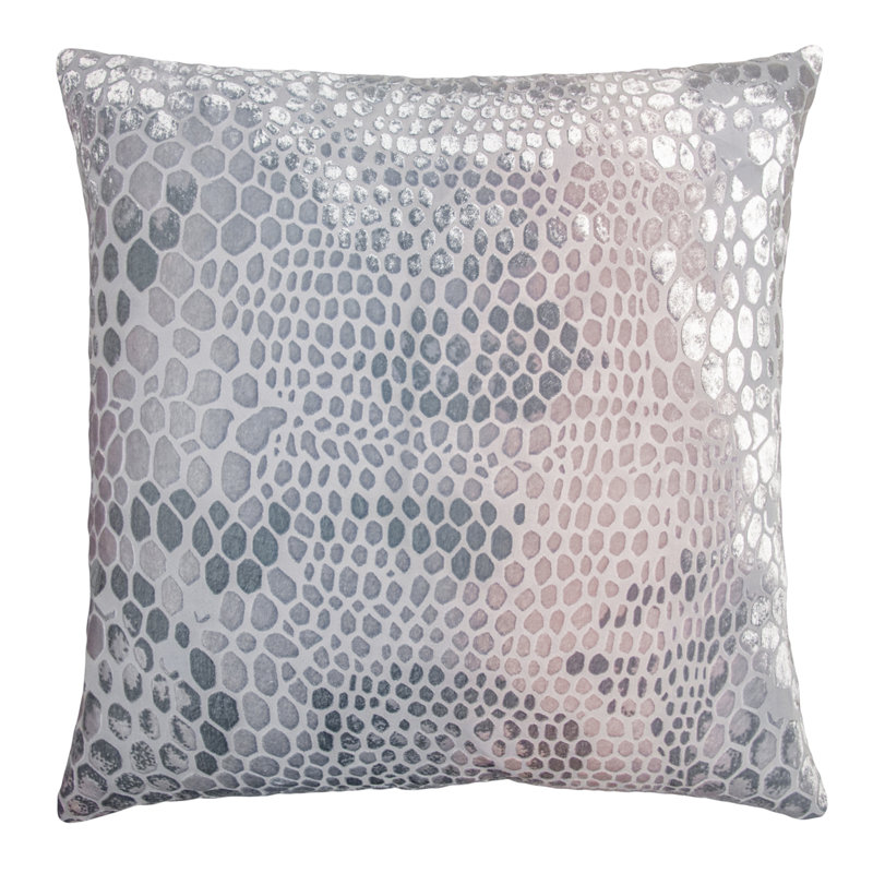 Snakeskin Square Velvet Pillow Cover & Insert, Square 20"H x 20"W, Moonstone