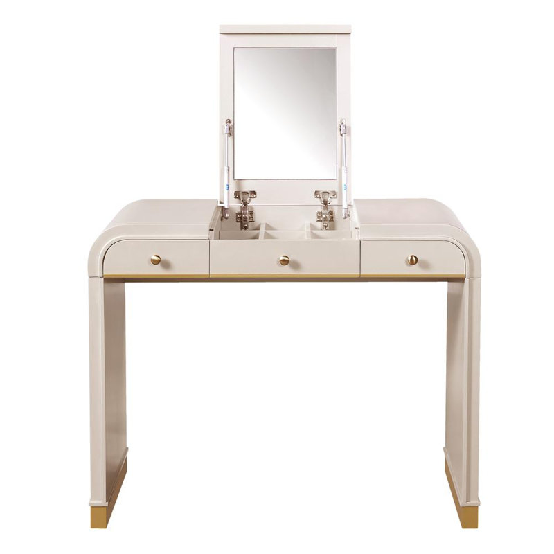Vanity Desk with Flip Mirror, Champagne
