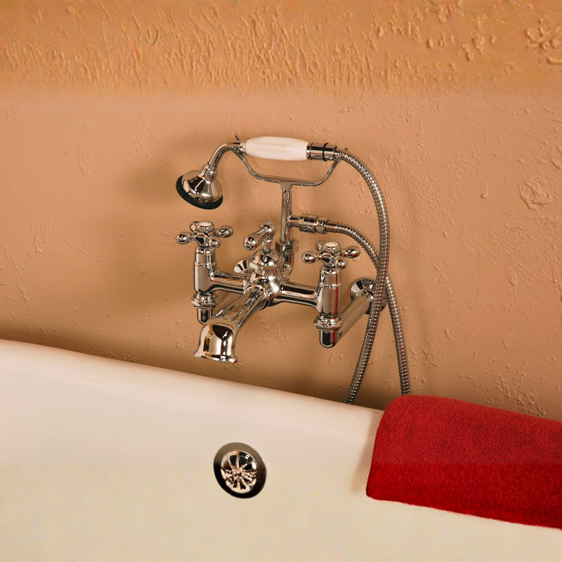 Robinet mural P0905 avec douchette et brise-vide, Unlacquered Polished Brass