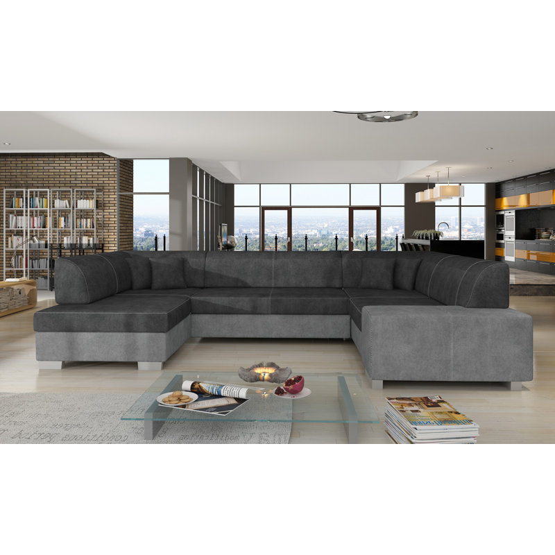 Sharmin 5 Seater Sofa Bed, Left Hand Facing, Dark Grey/Grey