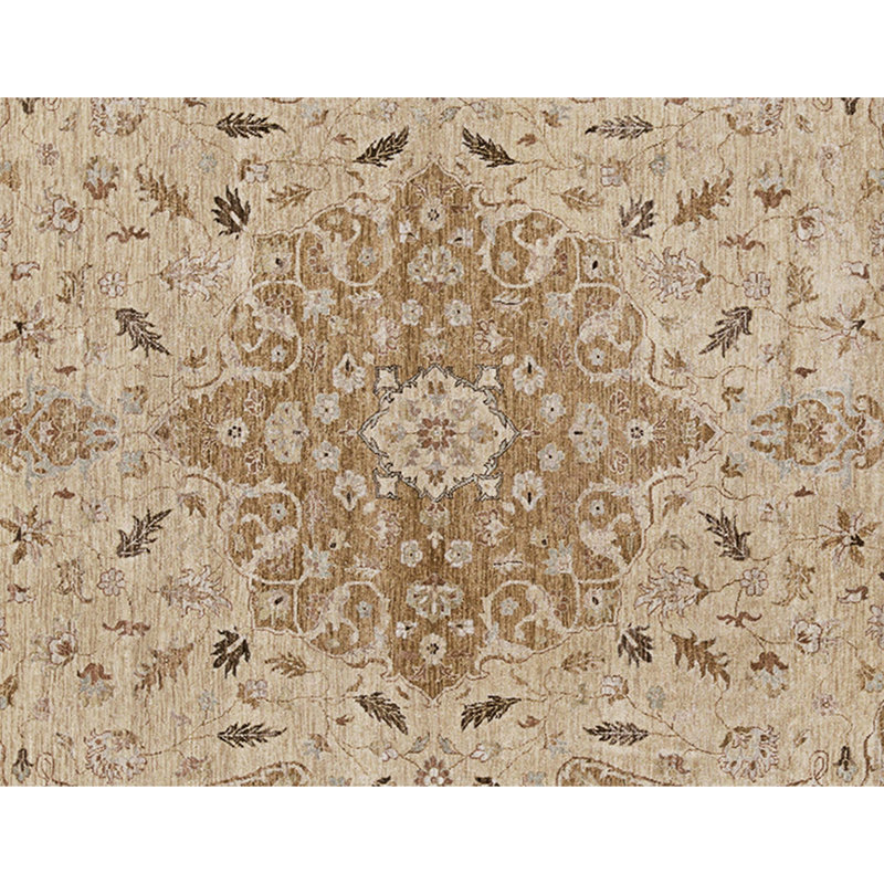 Hand Knotted Wool Area Rug in Gold