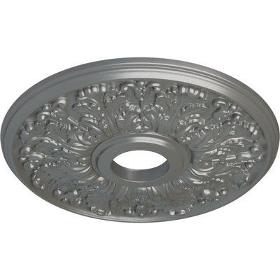 Endurathane Apollo Ceiling Medallion, 16 1/2"OD x 3 5/8"ID x 1 1/8"P (Fits Canopies up to 5 5/8"), Hand-Painted Silver Finish
