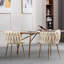 Chaise de salle à manger en tissu de velours doré avec pieds dorés