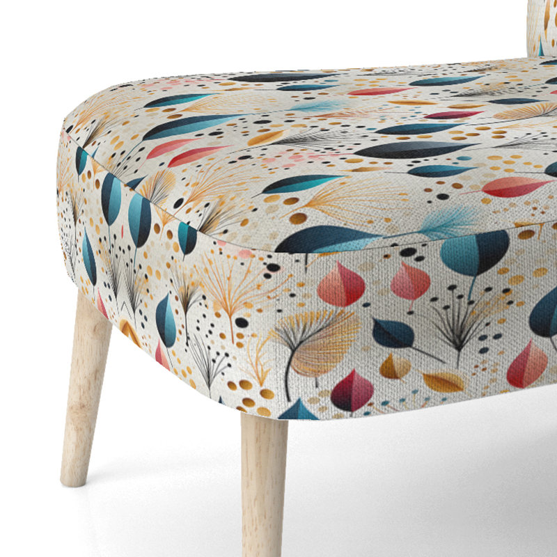 Chaise d'appoint rembourrée bohème et éclectique Botanical