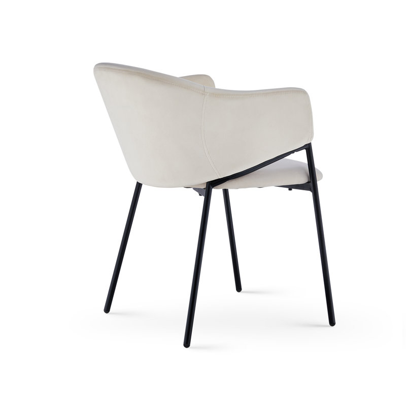 Melany 47cm H Velvet Upholstered Metal Armchair, Beige