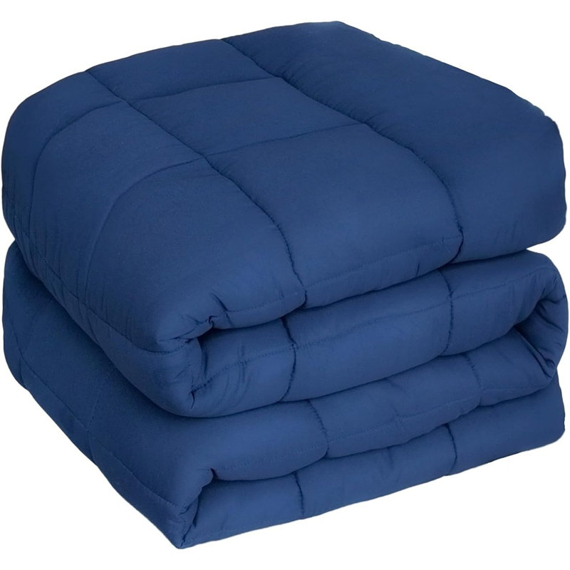 Bed Comforter – Navy Blue – Queen/Full, Down-Alternative, All-Season, Lightweight, Box-Stitch Design