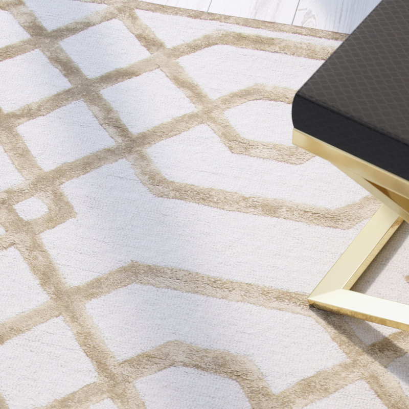 Tapis crème en laine touffeté à la main Fabian, Rectangle 5 pi x 8 pi