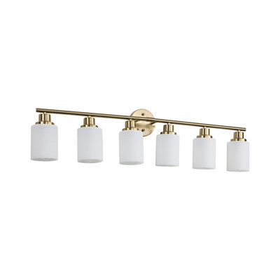 6- Frosted Glass Bathroom Vanity Lamp, Golden, Modern Wall Mounted For Area Golden , 6-, Shades, Fixture