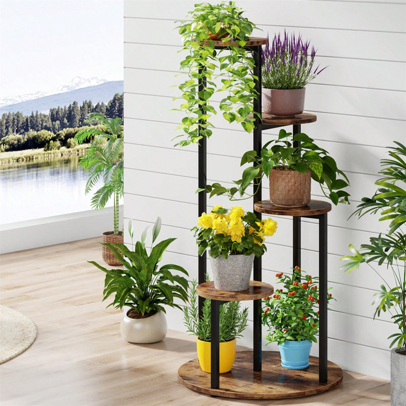 Support pour plante d'art à huit couches, combinaison de plaques rondes et carrées, convenant au salon et au balcon
