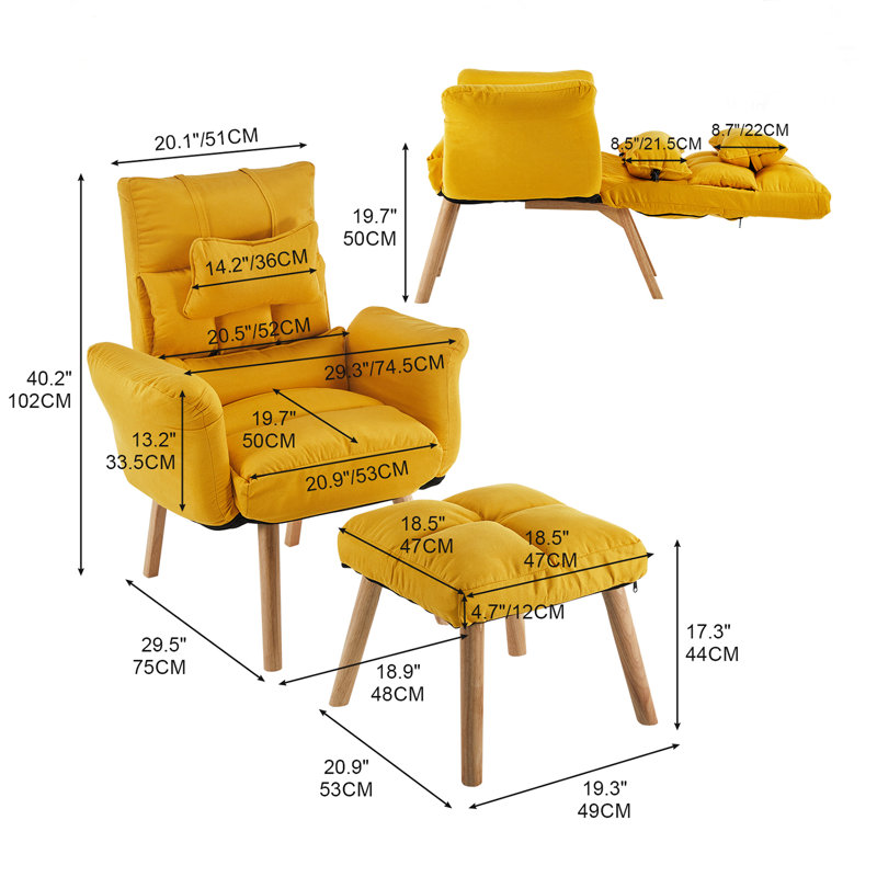 Ancel Upholstered Accent Chair, Yellow
