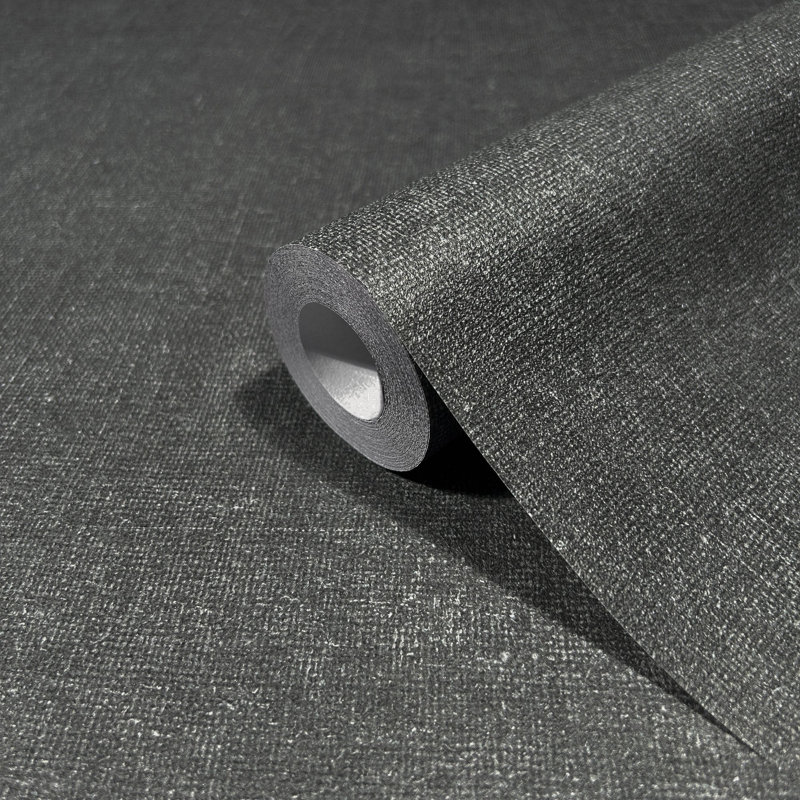 The Bricks and More Uni 10.05m x 53cm Matte Wallpaper Roll, Black