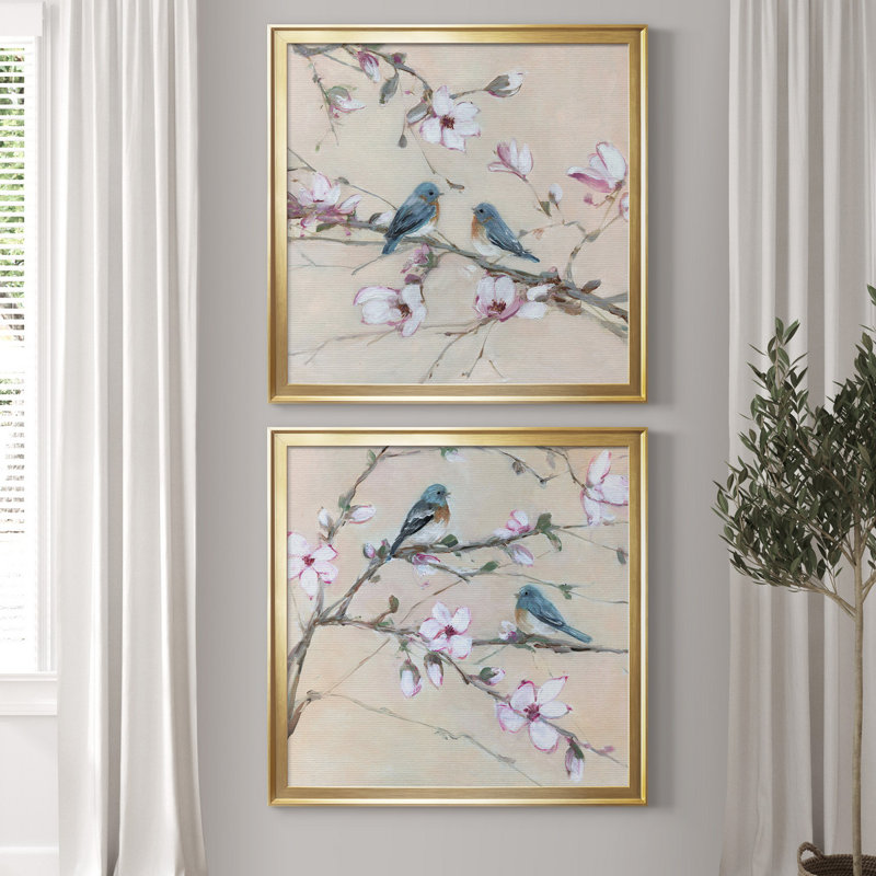 «Sweet Sounds of Summer I», ensemble de 2 reproductions d'art encadrées, H 34,5 po x l 69 po x P 1,5 po, Toile encadrée dorée