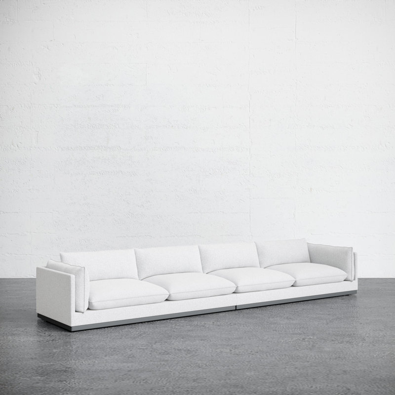 Camden Upholstered 159.84'' Sofa, White Polyester