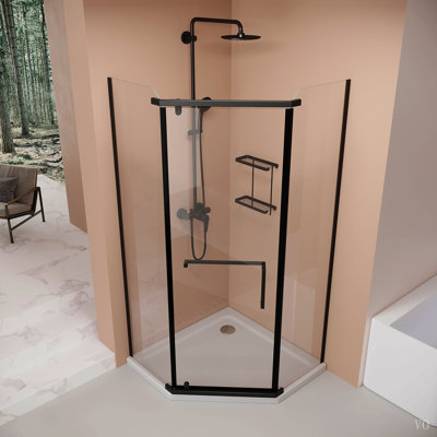 Porte de douche pivotante 36*36*72 po, avec verre trempé de 1/4 po (6 mm), cabine de douche pivotante néo-angle sans cadre pour porte de douche de salle de bain (receveur de douche néo-angle NON INCLUS)