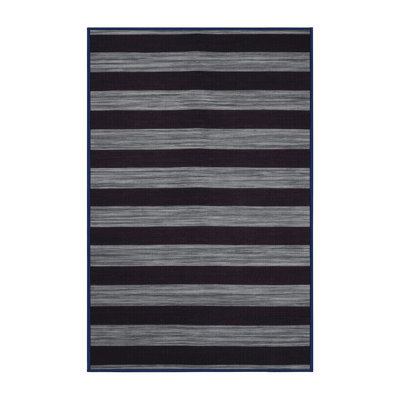 Machine Washable Horizontal Stripes Purple Area Rug