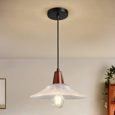 1- Luminaire suspendu simple avec verre transparent