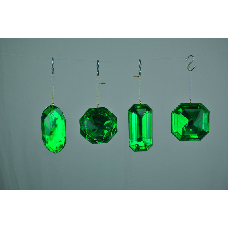 4 Piece Jewel Ornament Set, Vert